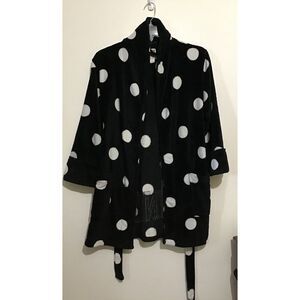 Womens Victoria Secret PINK Black and White Polka‎ Dot Robe W/Belt Size XS/S